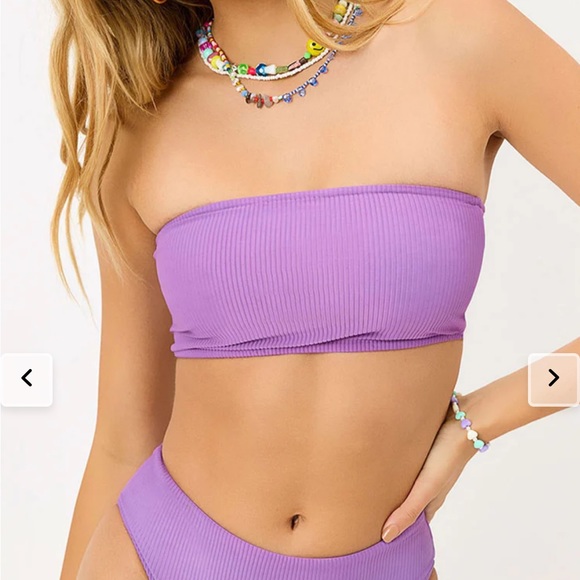 Frankie’s Ribbed Bandeau Bikini Top- Small - Picture 4 of 5